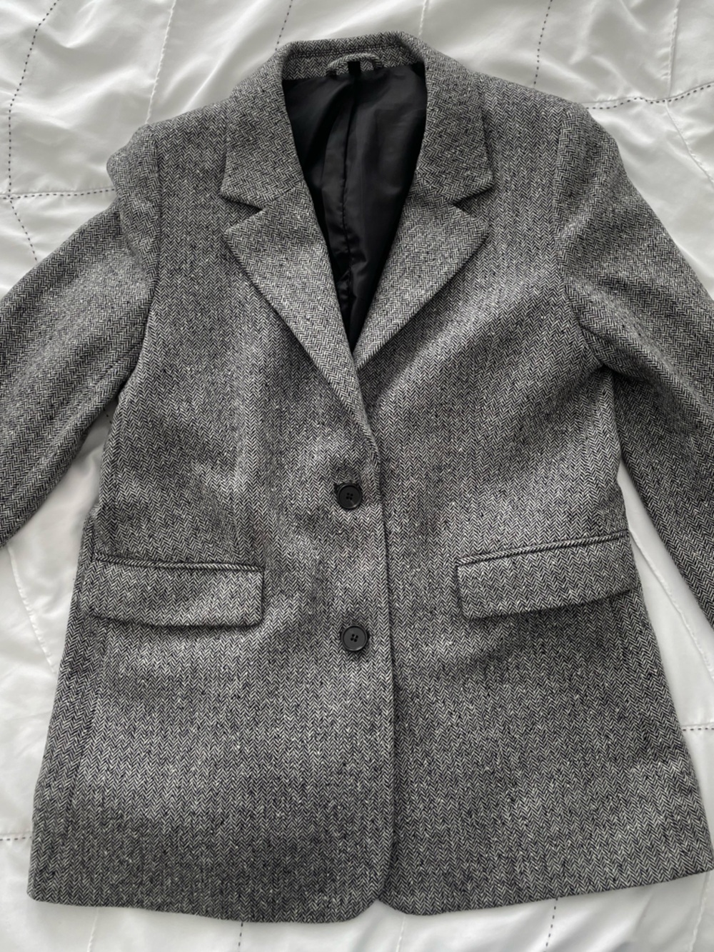 & Other Stories Grey Herringbone Tailored Blazer
